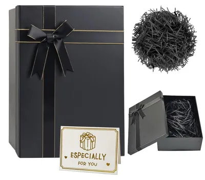 Immagine prodotto di Scatola regalo con coperchio - 28 x 20 x 9 cm - Cartone - Nero