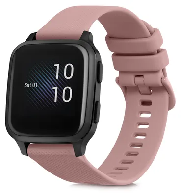 Produktbild von kwmobile Silikon Uhrenarmband für Garmin Venu Sq Music / Sq Armband - Ersatzarmband für Fitnesstracker - Wechselarmband Smartwatch - Altrosa