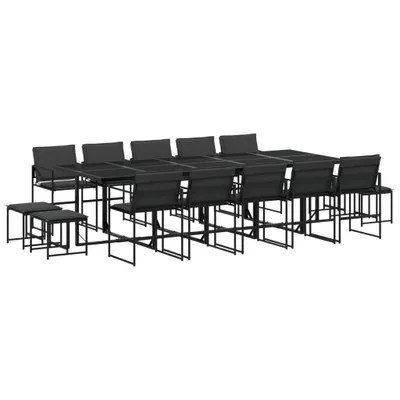 Produktbild von vidaXL 15-tlg. Garten-Essgruppe mit Kissen Schwarz Textilene