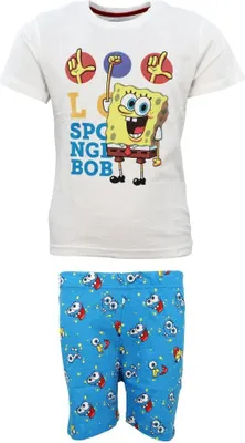 Produktbild von Spongebob Schwammkopf Kinder kurzarm Pyjama Schlafanzug – Blau / 104