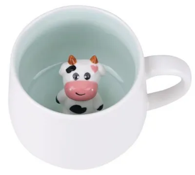 Produktbild von 3D Kuh Kaffeebecher 350 ml Keramik Milchkuhstil lustig