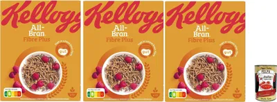 Produktbild von Kellogg’s All-Bran Fibre Plus 3x500g – 1,5 kg Vollkorn-Weizenkleie-Müsli, sehr ballaststoffreich, knusprig, ideal fürs Frühstück & Joghurt – vegetarisch, Nutri-Score B + Italian Gourmet polpa