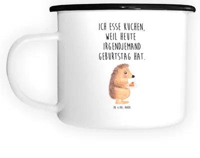 Produktbild von Mr. & Mrs. Panda Pott Igel Kuchenstück - Weiß - Geschenk, Große Tasse, Torte, Camping, Kuchen Backen, großer becher, Haferl, Essen Spruch, Teetasse, Geburtstagskuchen