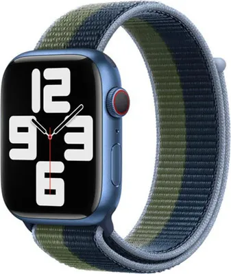Productafbeelding van Apple Sport Loop band voor de Apple Watch | 44/45/46/49 mm - Abyss Blue/Moss Green