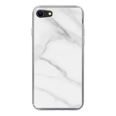 Produktbild von MuchoWow® Handyhülle Schutzhülle Hülle für iPhone 7 Marmor - Strukturiert - Weiß - Grau - Stein - Marmoroptik Silikon Softcase Handy Hülle - Kartenhalter