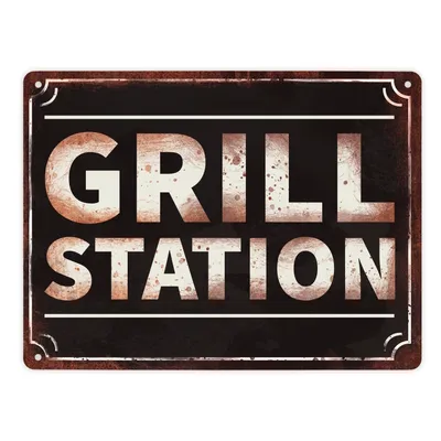 Produktbild von Grillstation Metallschild XL in 21x28 cm in Rostoptik