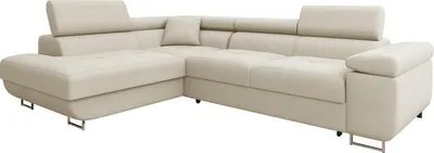 Produktbild von MIRJAN24 Ecksofa Torezio Premium, Stilvoll Eckcouch mit Bettkasten und Schlaffunktion, Einstellbare Kopfstützen, 274x203x70-90 cm (Farbe: Venus Velvet 2927, Seite: Links)