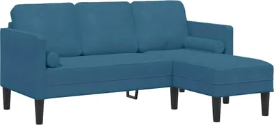 Produktbild von vidaXL Sofa Set mit Kissen Blau Polyester