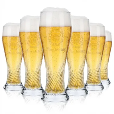Produktbild von 6x Dingslebener Bierglas Gläser Weißbierglas Biergläser 0,3l Relief Perlsee