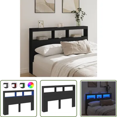 Obrázok produktu pre The Living Store LED čelo s policami čierne 160x17x102 cm