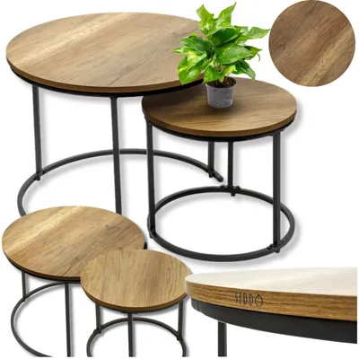 Produktbild von Runde Couchtische, Loft, Industriestil, Set, Couchtisch, 60x60, 40x40 Tisch
