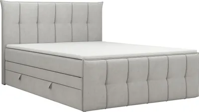 Produktbild von KSHOMECONCEPT Boxspringbett 160x200 cm, Bett mit Bettkasten und Pocketmatratze und Topper, SUPREME, Hellgrau