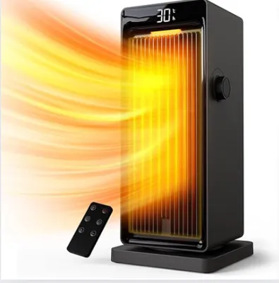 Image de Radiateur électrique - Radiateur ventilé en céramique - Protection contre la surchauffe - Économie d'énergie - Noir