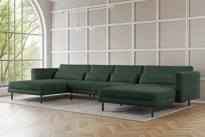 Produktbild von Wohnlandschaft U-Form Sofa AGADA in Stoff Poso Grün