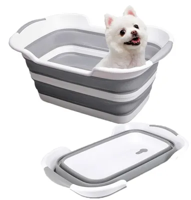 Produktbild von Faltbarer Hundebadewanne mit Ablasslöchern für kleine Hunde – 60 cm x 40 cm