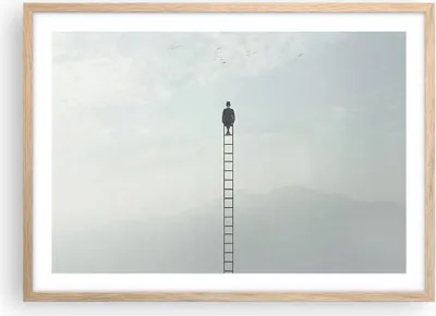 Produktbild von Gerahmtes Poster - Rahmen in heller Eiche - Leiter Himmel Symbol - 70x50 cm - Wand Bild - Wanddeko - Wandbilder - Kunstposter - Wandposter - Bilderrahmen - Bilder - Kunstdruck - P2NAA70x50-4463
