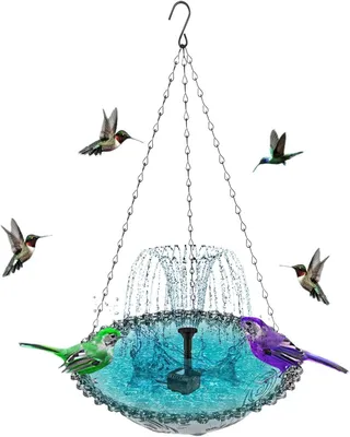 Produktbild von Vogeltränke für den Außenbereich Solarbetriebene hängende Vogeltränke mit | Spatzen-Vogelbad für Garten, Balkon, Terrasse, Hof, Spatzen, Rotkehlchen, Wildvögel