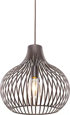 Produktbild von QAZQA - Moderne Hängelampe I Pendellampe I Pendelleuchte braun 38 cm - Sapphira I Wohnzimmer I Schlafzimmer - Aluminium Rund - LED geeignet E27