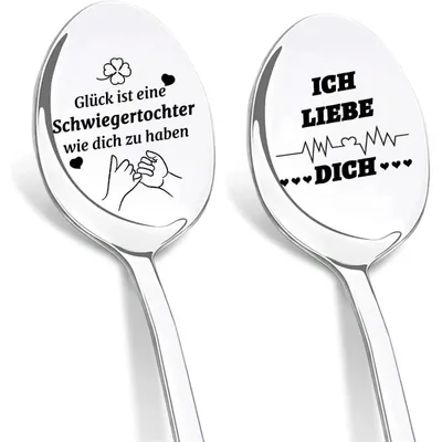 Image de Cuillère à café gravée de la phrase : "Le bonheur, c'est d'avoir une belle-fille comme vous." En acier inoxydable, 19 cm