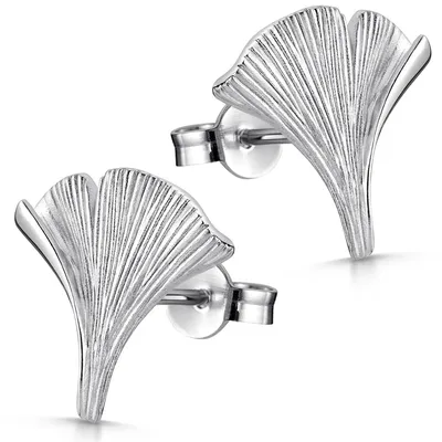 Produktbild von MATERIA by Matthias Wagner Damen Ohrstecker Ginkgoblatt Sterling Silber 925 rhodiniert 14,5mm SO-35