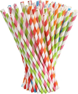 Produktbild von Strohhalme Papier, Trinkhalme Papier Biologisch Abbaubare, Bunte Trinkhalme Geeignet für Partys, Hochzeiten und Anlässe, Party Strohhalme 5 Farben, 100 PCS