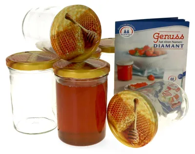 Zdjęcie produktu dla zestaw 6 słoików na przetwory 435 ml z pokrywką w kształcie plastra miodu okrągłe słoiki na przetwory słoiki do przechowywania