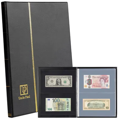 Immagine prodotto di Album per banconote con 40 scomparti, in ecopelle, copertina rigida