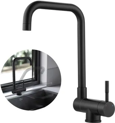 Obrázek produktu pro Černá kuchyňská baterie z nerezové oceli, otočná o 360°