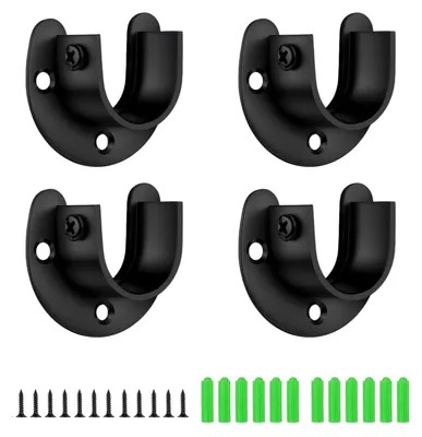 Stangenhalter, 4 Stück, Edelstahl, 25 mm, U-förmig, schwarz
