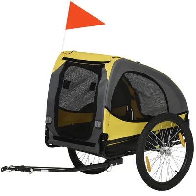 Produktbild von PawHut Hundeanhänger, klappbarer Fahrradanhänger, Anhänger für Hunde, Gelb