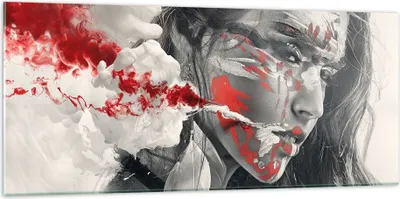 Produktbild von Bilder auf glas - Frau Gesicht Kunst - 120x50cm - Glasbilder - Wandbilder - Kunstdruck - zum Aufhängen bereit - Wanddekoration aus Glas - Glas Bilder - Wandbild auf Glas - Einteilig - GAB120x50-3867