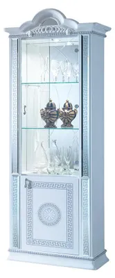 Produktbild von Barock Vitrine Venus 2-Türig in Weiß/Silber Hochglanz