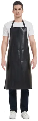 Imagen del producto de Delantal de trabajo impermeable, de cuero sintético , en tallas grandes, ideal para cocina y trabajos manuales