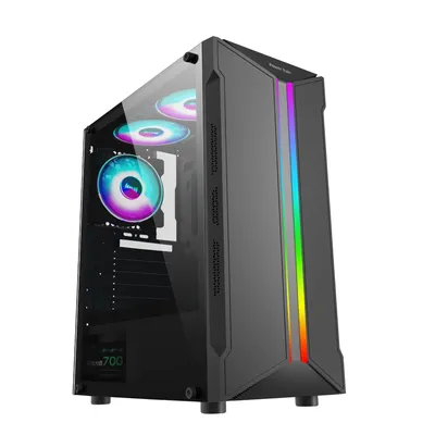 Zdjęcie produktu dla Obudowa PC TOWER, Gaming, metalowa, szkło, wentylatory aRGB, ATX. Czarna