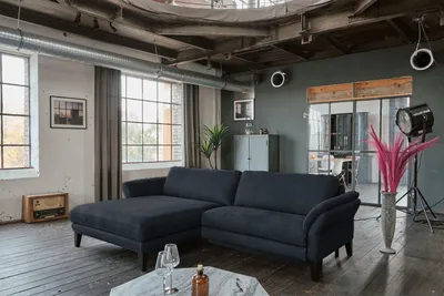 Produktbild von KAWOLA Sofa MALTA Ecksofa Stoff schwarz Recamiere links