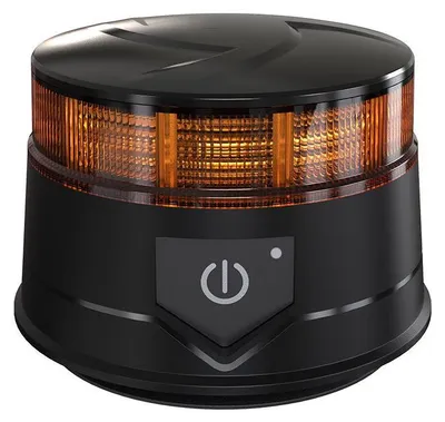 Zdjęcie produktu dla Bezprzewodowa, obrotowa lampa ostrzegawcza LED o mocy 14 W (Beacon) z magnesem i przyssawką do pomocy drogowej, platformy i