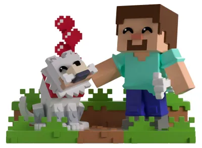 Image de Figurine en vinyle Minecraft « Apprivoiser un loup » 10 cm
