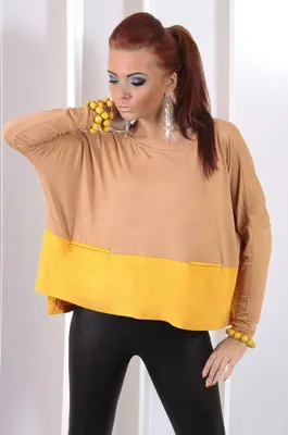 Produktbild von Damen Longshirt langarm lockerer schnitt Gr. S/M; Dunkelbeige/Honig