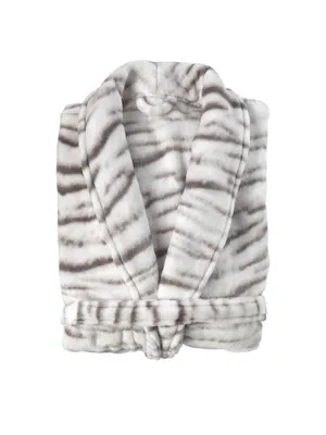 Productafbeelding van Zohome Badjas Siberian-White-Tijger - Kamerjas voor Dames en Heren - Maat XL - Ochtendjas - Geschikt voor de Sauna - Grijs