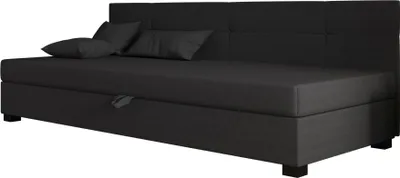 Produktbild von AURA SOFA  Boxspringbett  SILO BIZ 110x195 Komplett-Set mit Bonell Matratze, Polsterbett mit Bettkästen -  Dunkelgrau, SAWANA 05