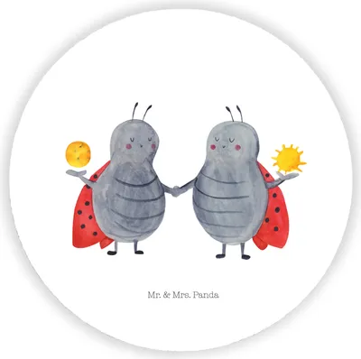 Produktbild von Mr. & Mrs. Panda magnet Sternzeichen Zwilling - Weiß - Geschenk, für kühlschrank, Marienkäfer, Zwillingsschwester, Glückskäfer, Kühlschrankmagnet, Zwillinge, zettelhalter