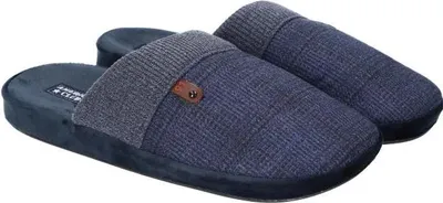 Produktbild von AMERICAN CLUB, SL25, Elegante Herrenhausschuhe, warme Hausschuhe, Hausschuhe, perfekt für sich selbst oder als Geschenk, Farbe: Navy, Größe: 42