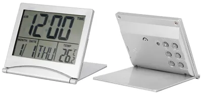 Klappbarer LED-Reisewecker mit Temperatur, Kalender, Snooze, Timer