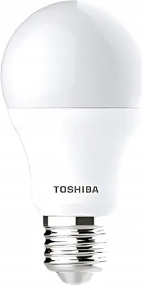 A single Toshiba LED light bulb on a white background.