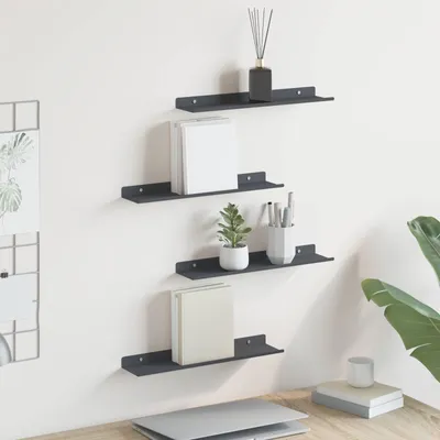 Image de Étagère suspendue exclusive, lot de 4, anthracite, 40 x 8,5 x 2,5 cm, en acier