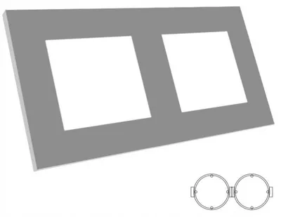 Produktbild von B-line BL-1000702 Rahmen 2-fach Grau Kunststoff