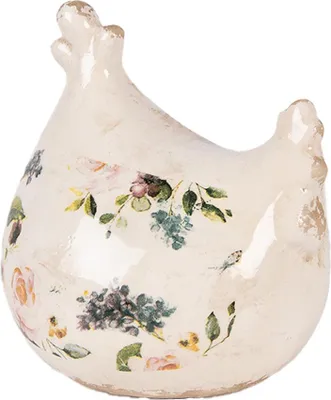 Image de Clayre & Eef Figurine de décoration Poulet 12x11x13 cm Beige Céramique