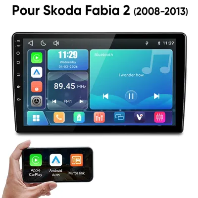 Image de Junsun Autoradio Linux pour Skoda Fabia 2 (2008–2013) – CarPlay et Android Auto, Bluetooth, VI-LINK