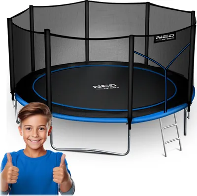 Obrázek produktu pro Zahradní trampolína 12ft/374cm s venkovní sítí a žebříkem Neo-Sport