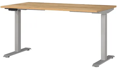 Produktbild von Schreibtisch 140cm, elektrisch höhenverstellbar, Eiche/silber, JESOLO-01